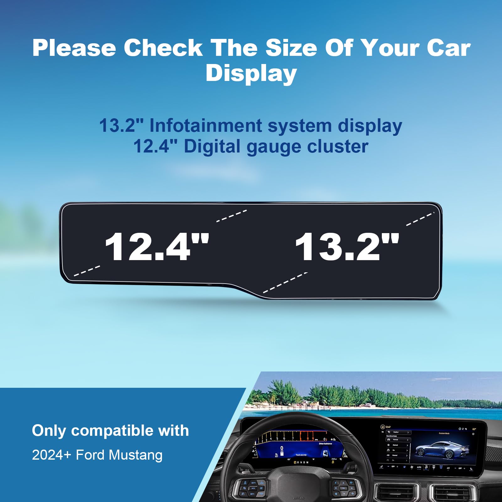 Coleya (2Pcs) 2024 2025 Mustang Screen Protector For Ford Mustang Lcd Display(All-In-One) 13.2In Navi+12.4In Dash, 2025 Mustang